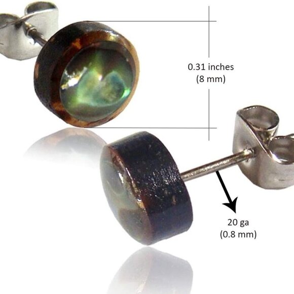 One-of-a-Kind Organic Shell Stud Earrings - Handmade Abalone & Colorful Options - Picture 2 of 6